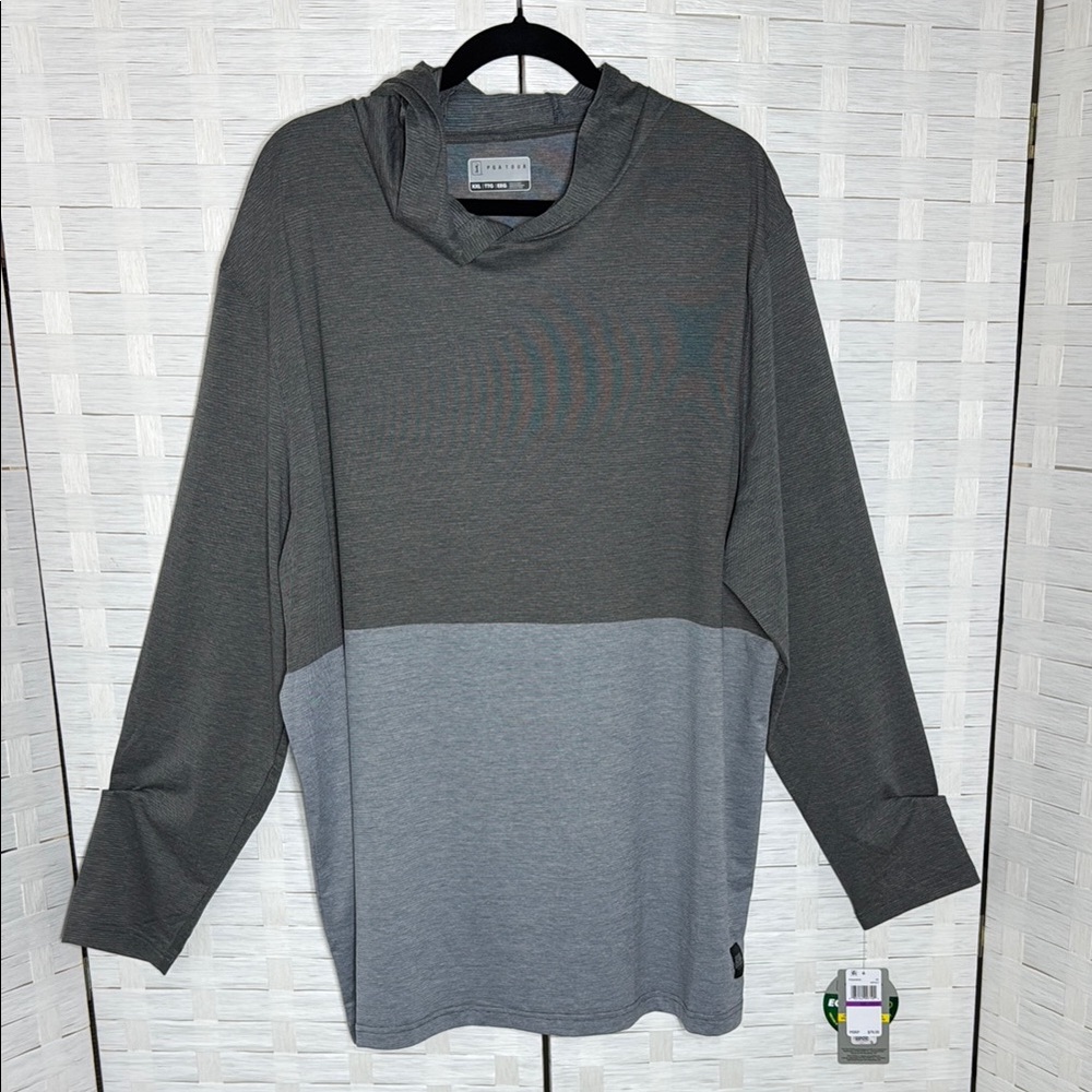 PGA Tour Two Tone Lightweight Long Sleeve Hoodie in Asphalt UPF 20 Size XXL